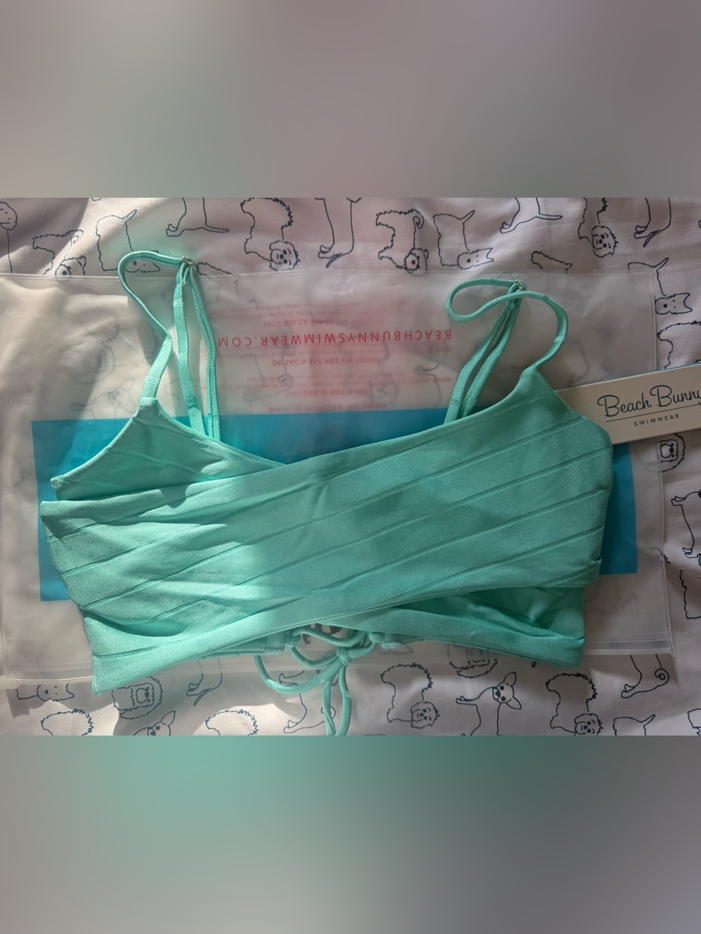 Beach Bunny Mint Aqua Ruched Bandeau Swim Top